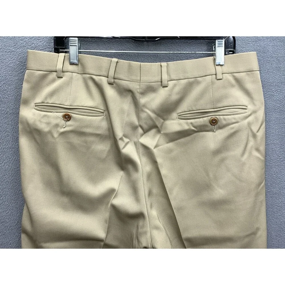Brooks Brothers Mens Dress Pants Pleated Cuffed Beige Dry Clean Only Size 36X30